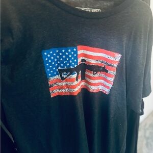 Black Graphic Tee with American Flag Design